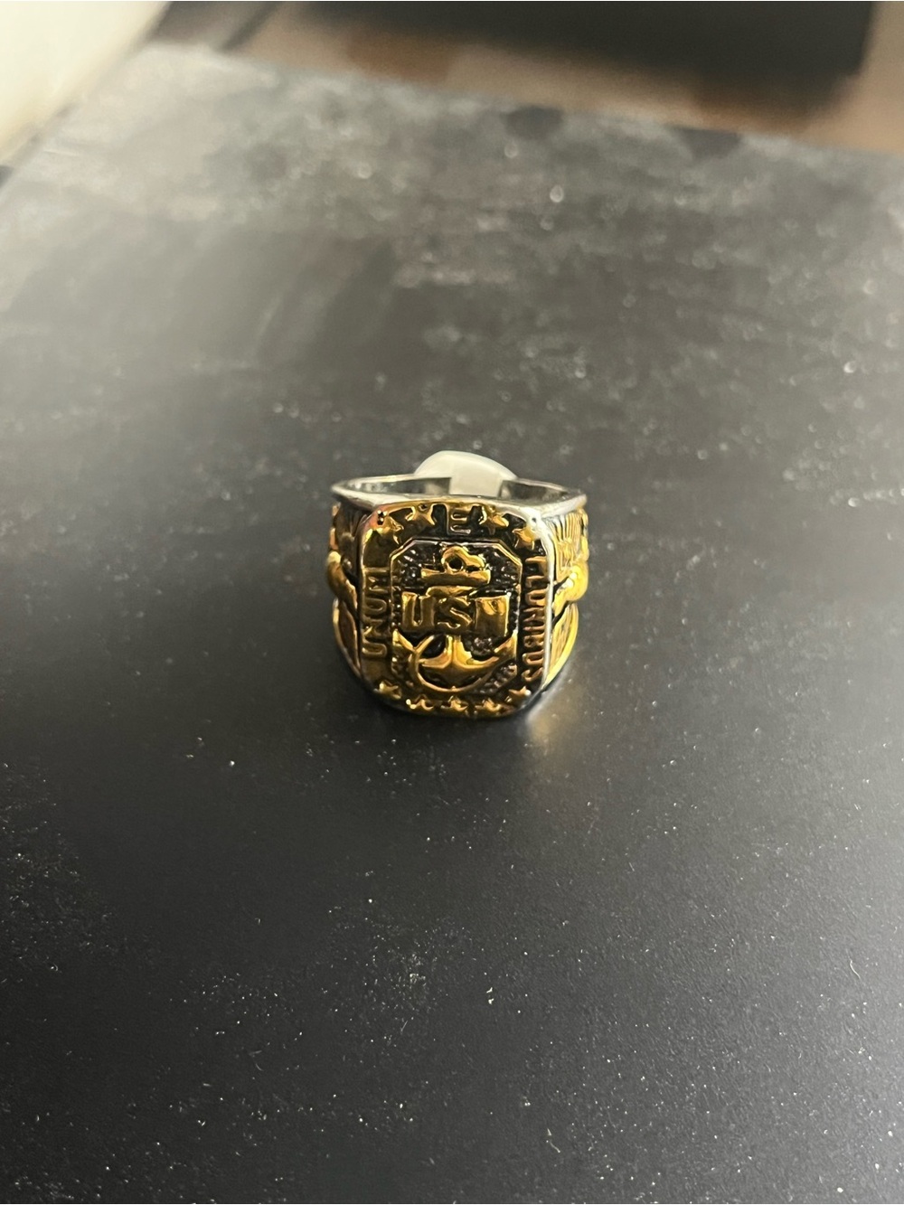 Men's Gold Tone U.S. Navy Emblem Signet Ring